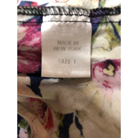 Petersyn Dallas Top Floral Long Puff Sleeve Peplum 100% Cotton Multicolor Size L - Picture 8 of 10